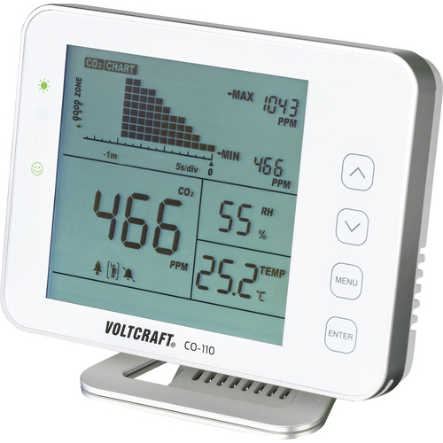 VOLTCRAFT CO-110 Kohlendioxid-Messgerät 0 - 5000 ppm mit Datenloggerfunktion kalibriert Werksstandard (ohne Zertifikat)