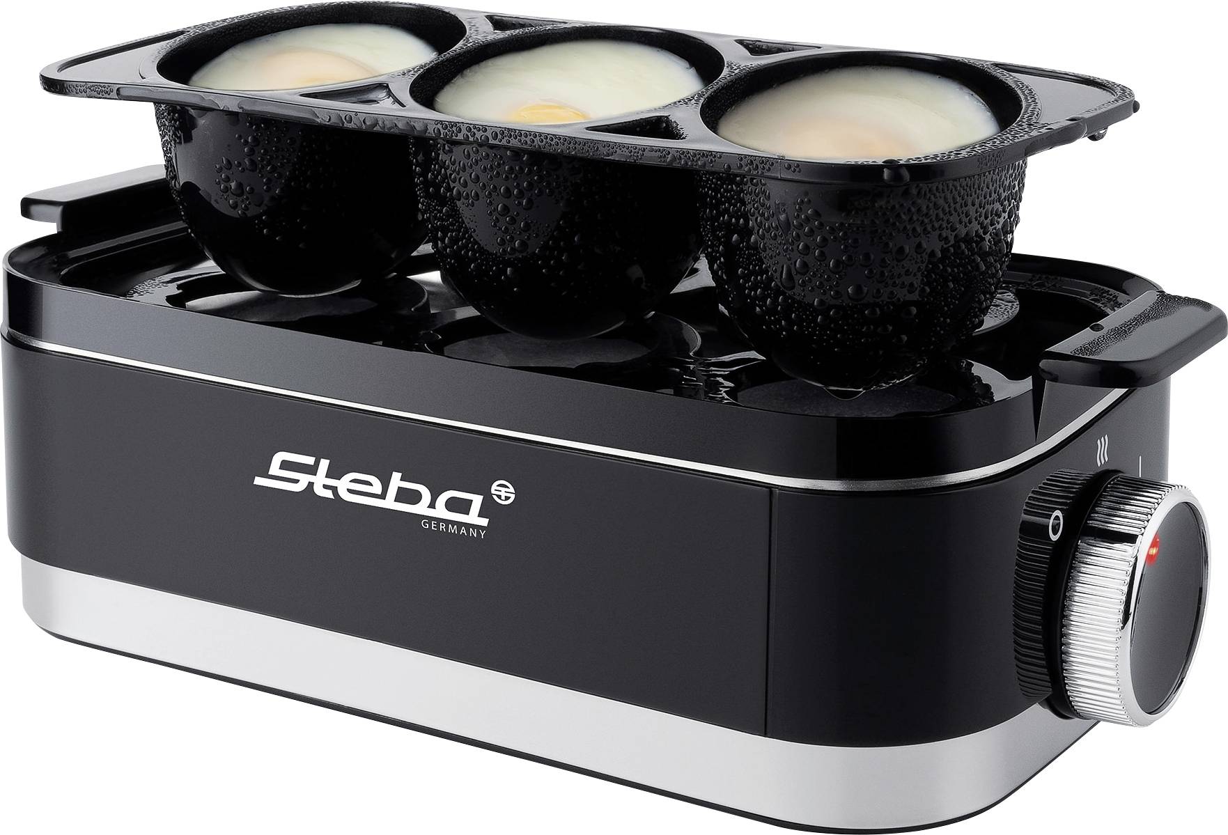 Steba EK 7 Eierkocher Kontrollleuchte, kabelgebunden, mit Eierstecher, mit Messbecher Schwarz, Edelstahl