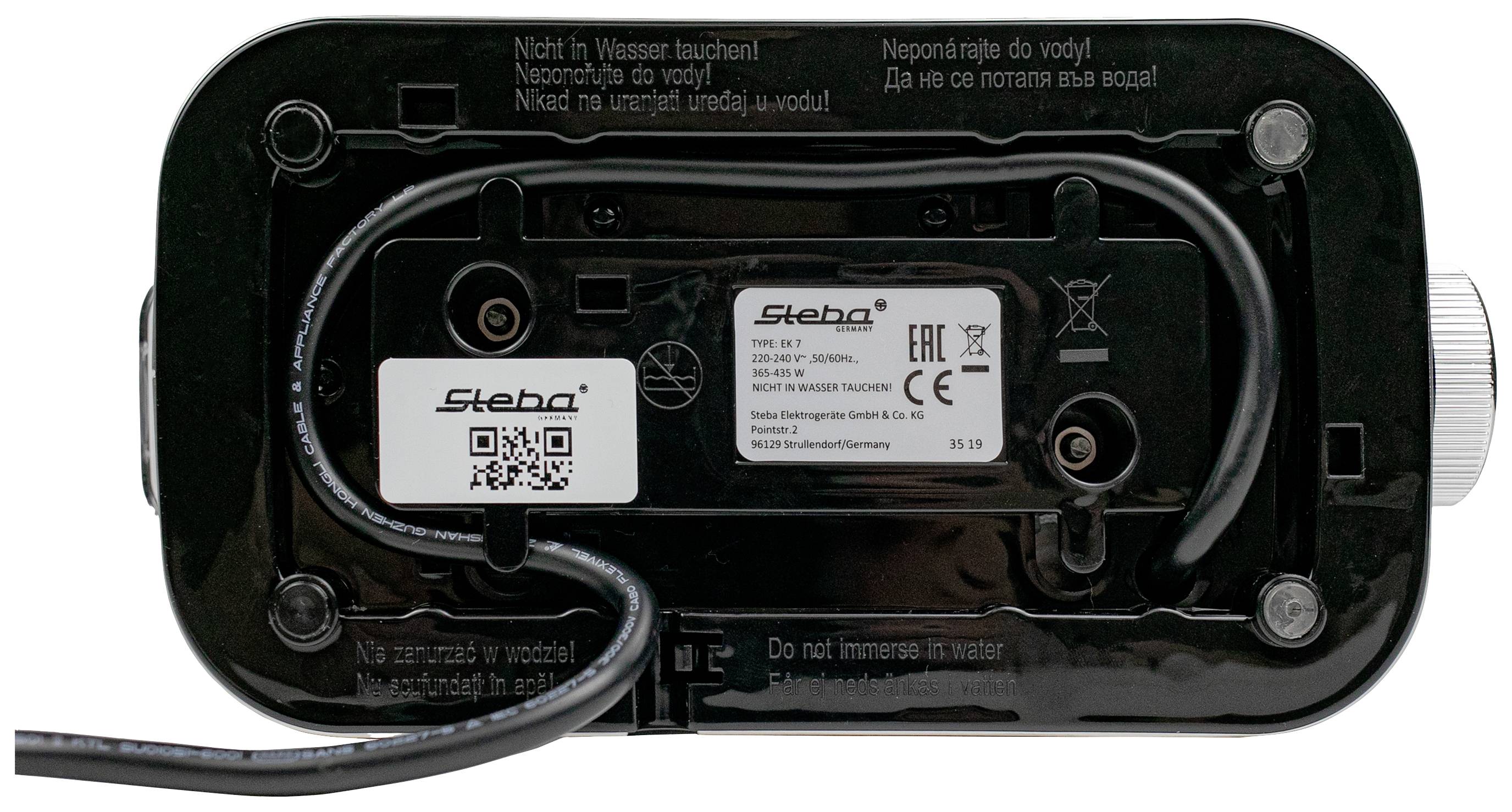 Steba EK 7 Eierkocher Kontrollleuchte, kabelgebunden, mit Eierstecher, mit Messbecher Schwarz, Edelstahl