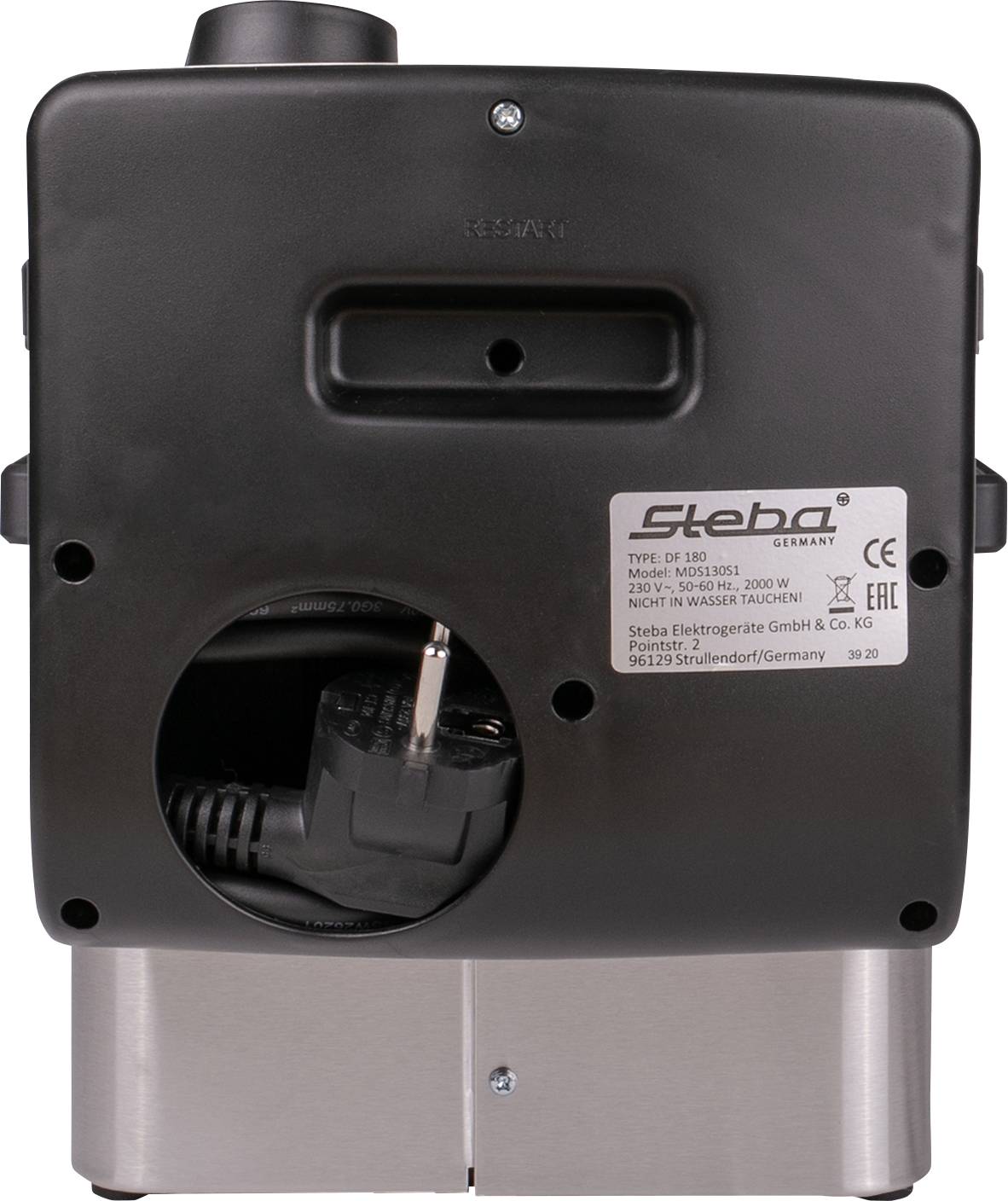 Steba DF 180 Fritteuse 3 l 2000 W Kontrollleuchte, kabelgebunden, stufenloser Temperaturregler Edelstahl, Schwarz