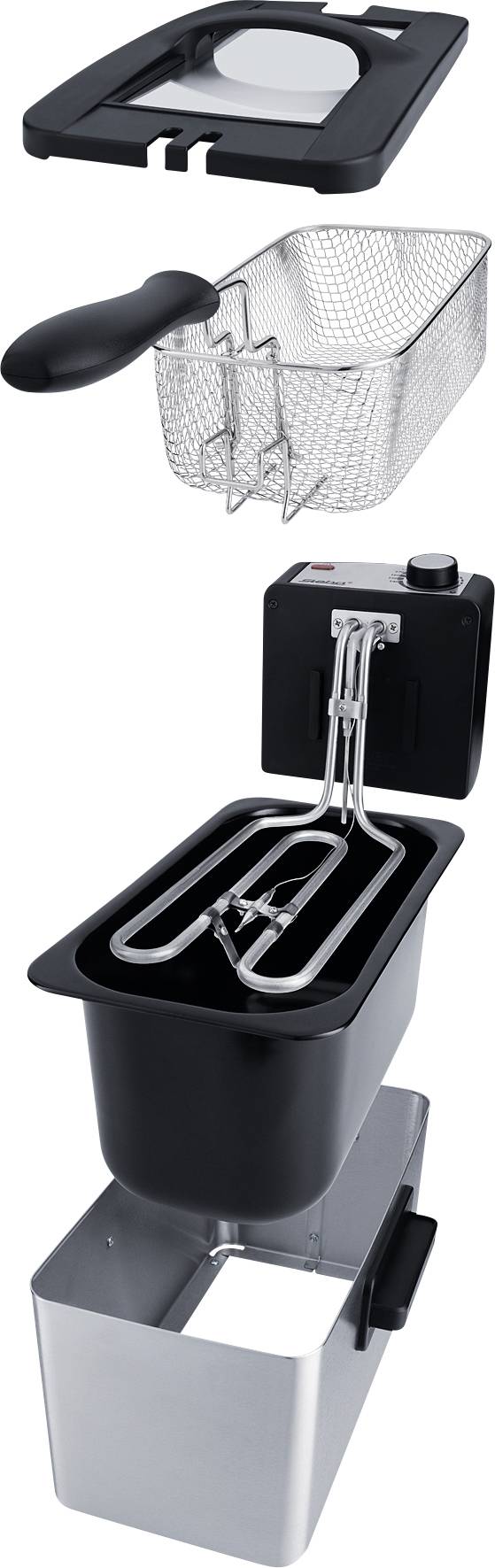 Steba DF 180 Fritteuse 3 l 2000 W Kontrollleuchte, kabelgebunden, stufenloser Temperaturregler Edelstahl, Schwarz