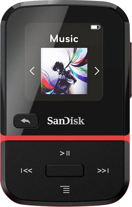 SanDisk Clip Sport Go MP3-Player 32GB Rot Befestigungsclip, FM Radio, Sprachaufnahme