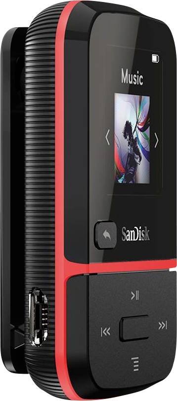 SanDisk Clip Sport Go MP3-Player 32GB Rot Befestigungsclip, FM Radio, Sprachaufnahme