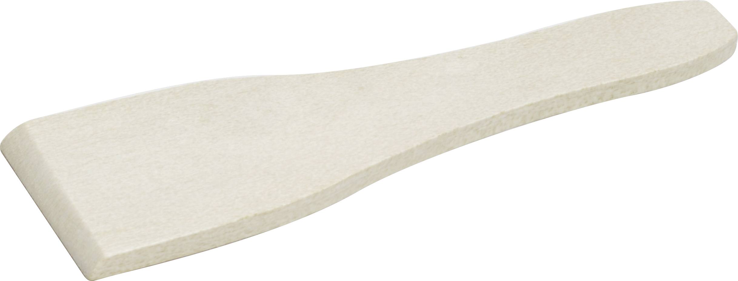 Ein flacher Holzspatel mit abgerundeten Kanten, verwendet zum Rühren oder Wenden in der Küche.