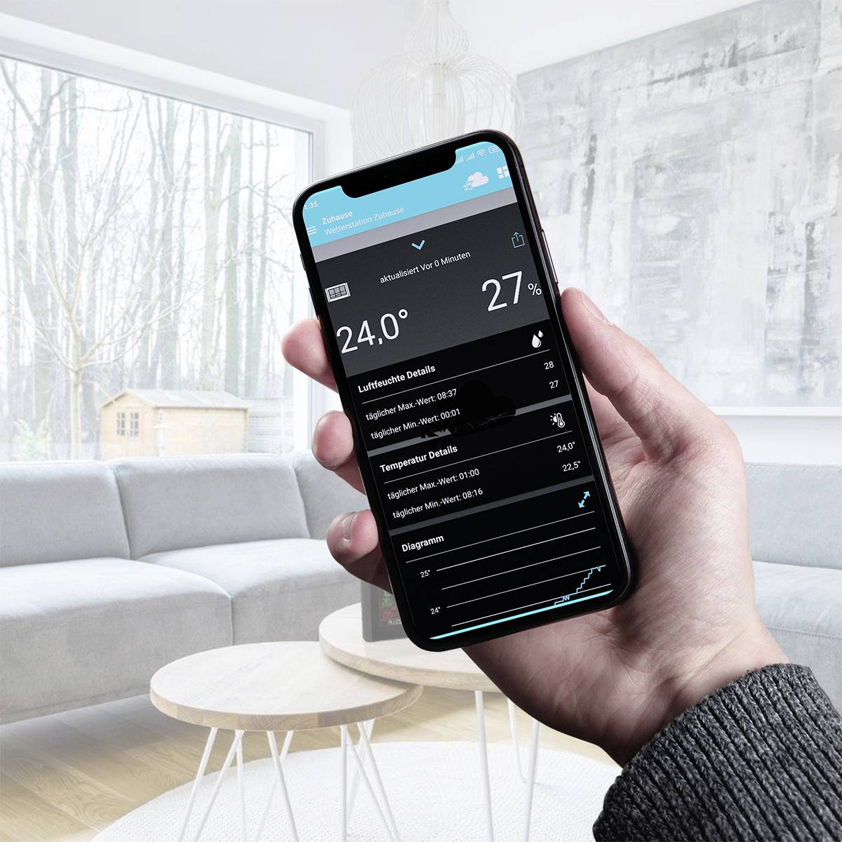TFA Dostmann VIEW METEO 35.8000.01 WLAN-Wetterstation Vorhersage für 12 Stunden Anzahl Sensoren max. 1