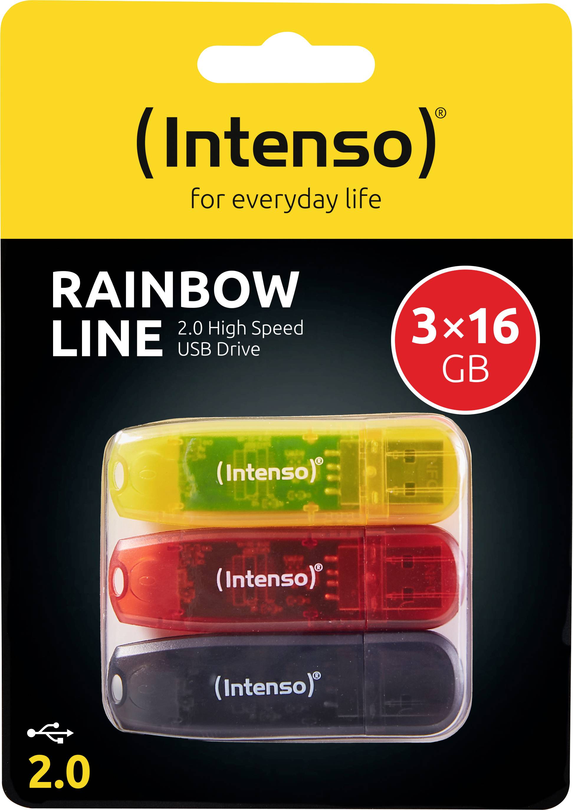 Intenso Rainbow Line USB-Stick 16 GB Schwarz, Rot, Gelb 3502473 USB 2.0