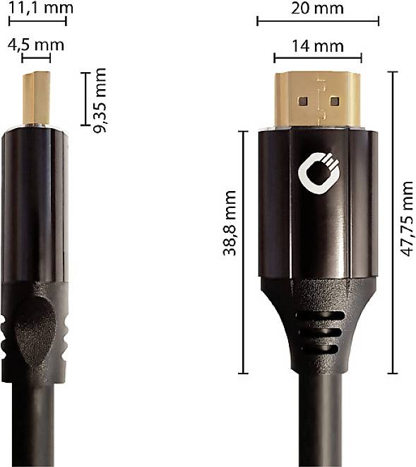 Oehlbach HDMI Anschlusskabel HDMI-A Stecker, HDMI-A Stecker 3.00m Schwarz D1C92495 8K UHD, vergoldete Steckkontakte HDMI-Kabel