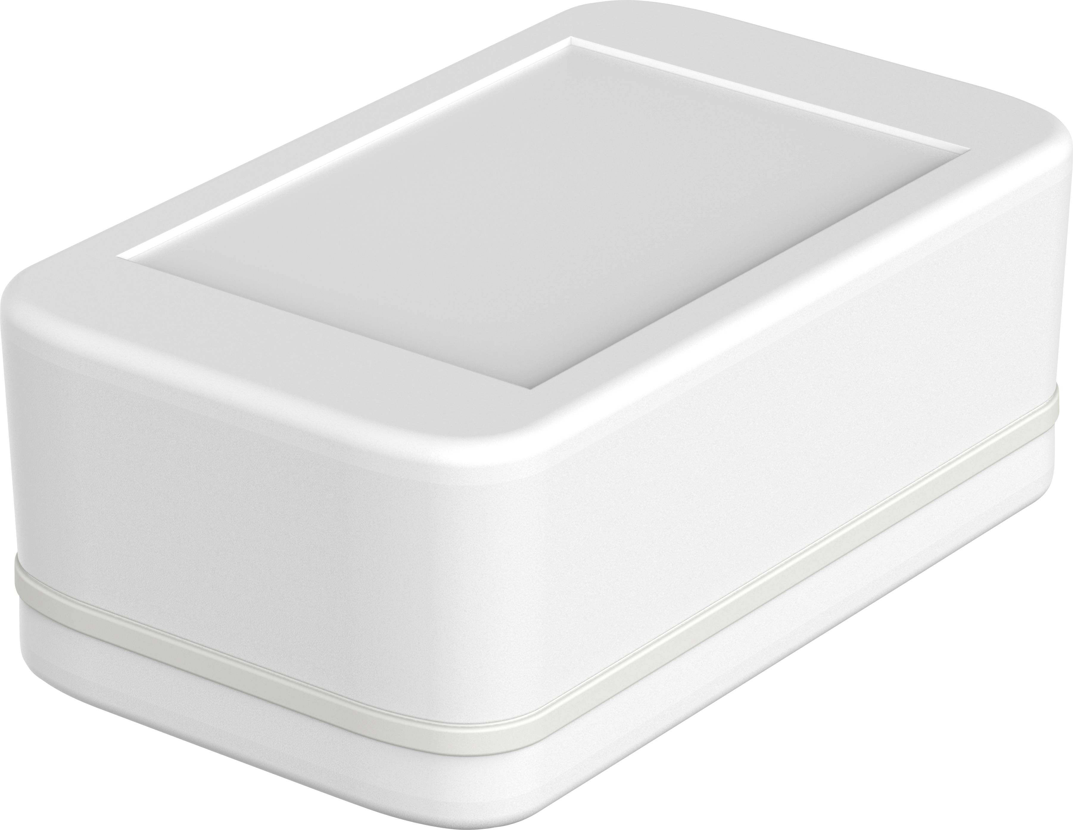 Weiße, rechteckige Kunststoffbox mit abgerundeten Ecken, geeignet zur Aufbewahrung kleiner Gegenstände.