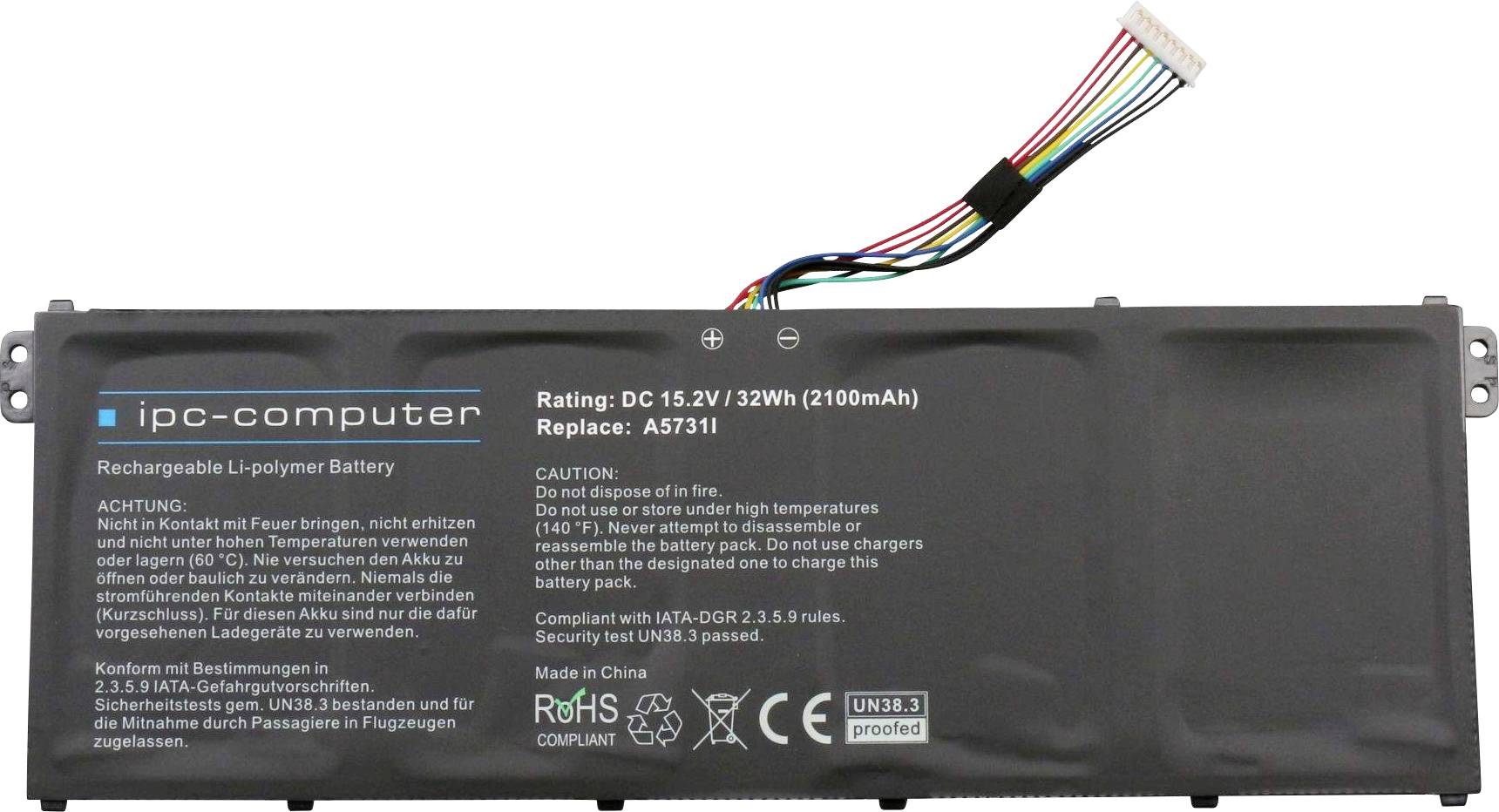Ipc-computer Notebook-Akku AC14B8K Replace 15.2V 2100 mAh Acer