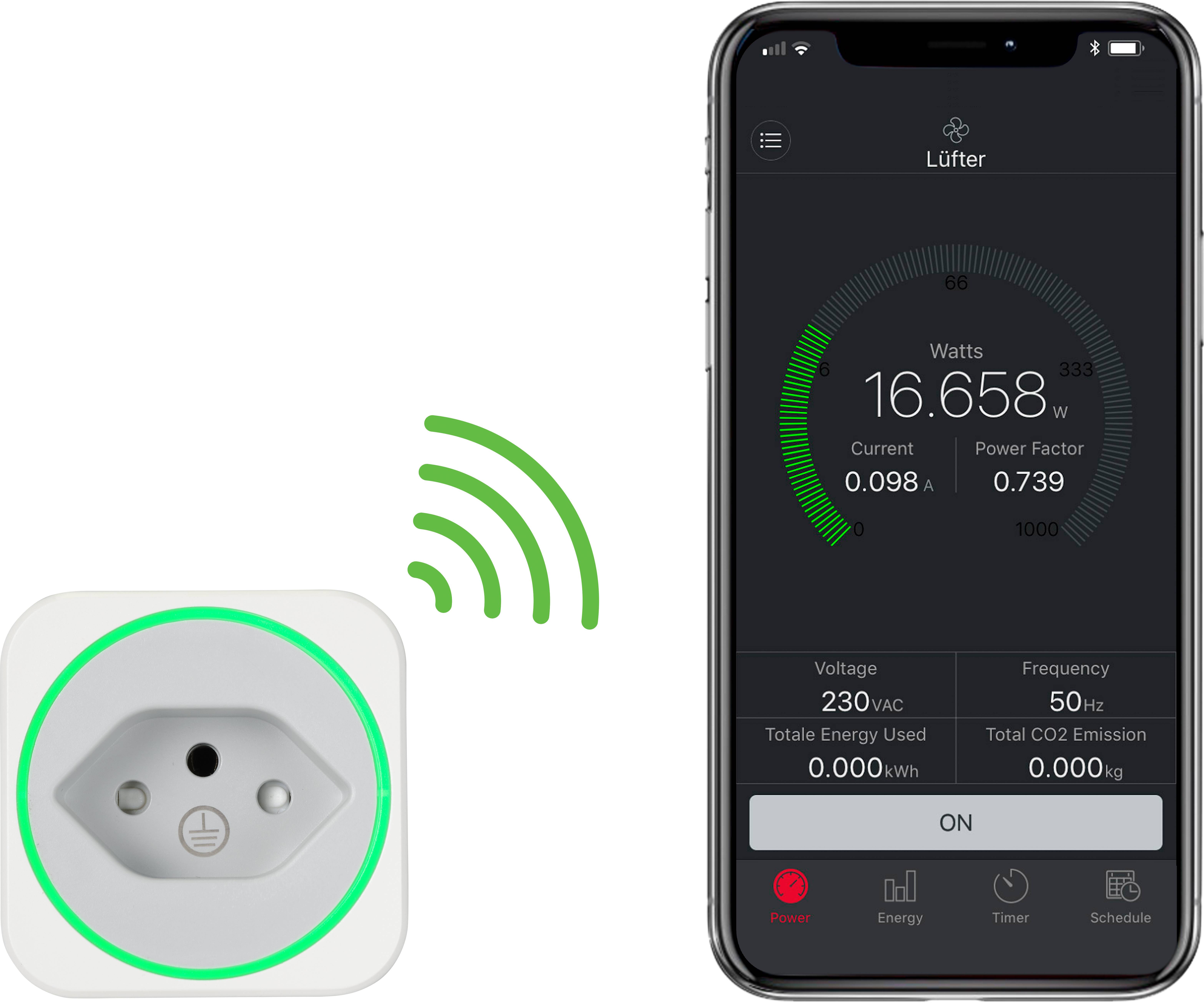 VOLTCRAFT SEM6500 CH Energiekosten-Messgerät inkl. Funksteckdose, Datenexport, Datenloggerfunktion, Stromtarif einstellbar, mit