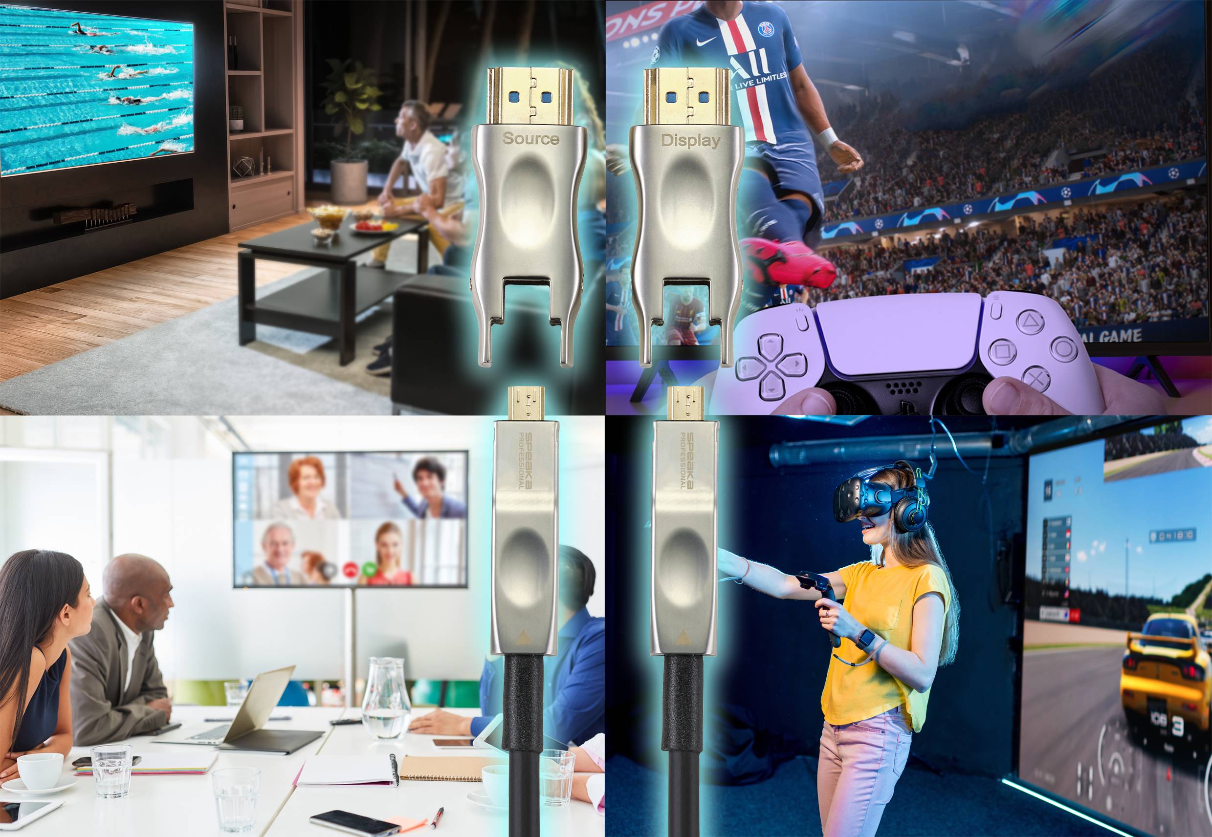 SpeaKa Professional HDMI Adapterkabel HDMI-A Stecker, HDMI-Micro-D Stecker, HDMI-A Stecker, HDMI-Micro-D Stecker 20.00m Schwarz