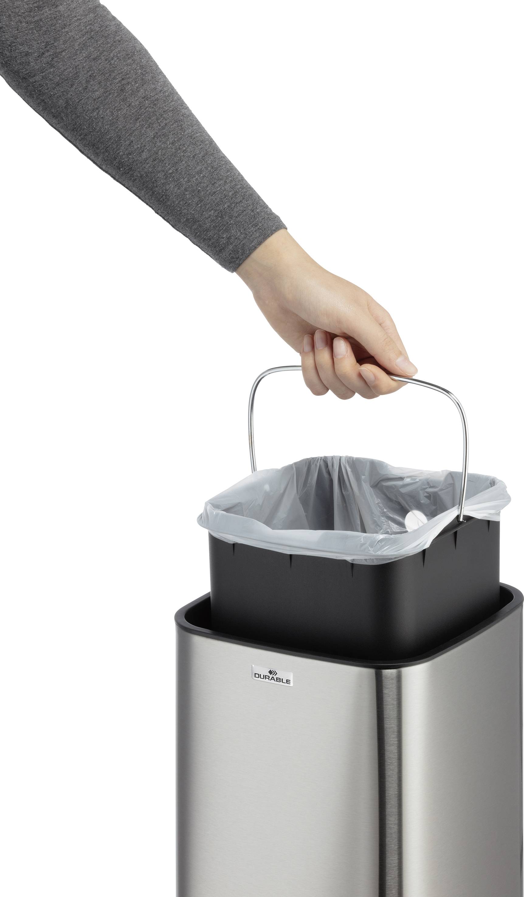 Durable 342023 342023 Mülleimer 6 Edelstahl Silber One-Touch-Deckelöffnung 1 St.