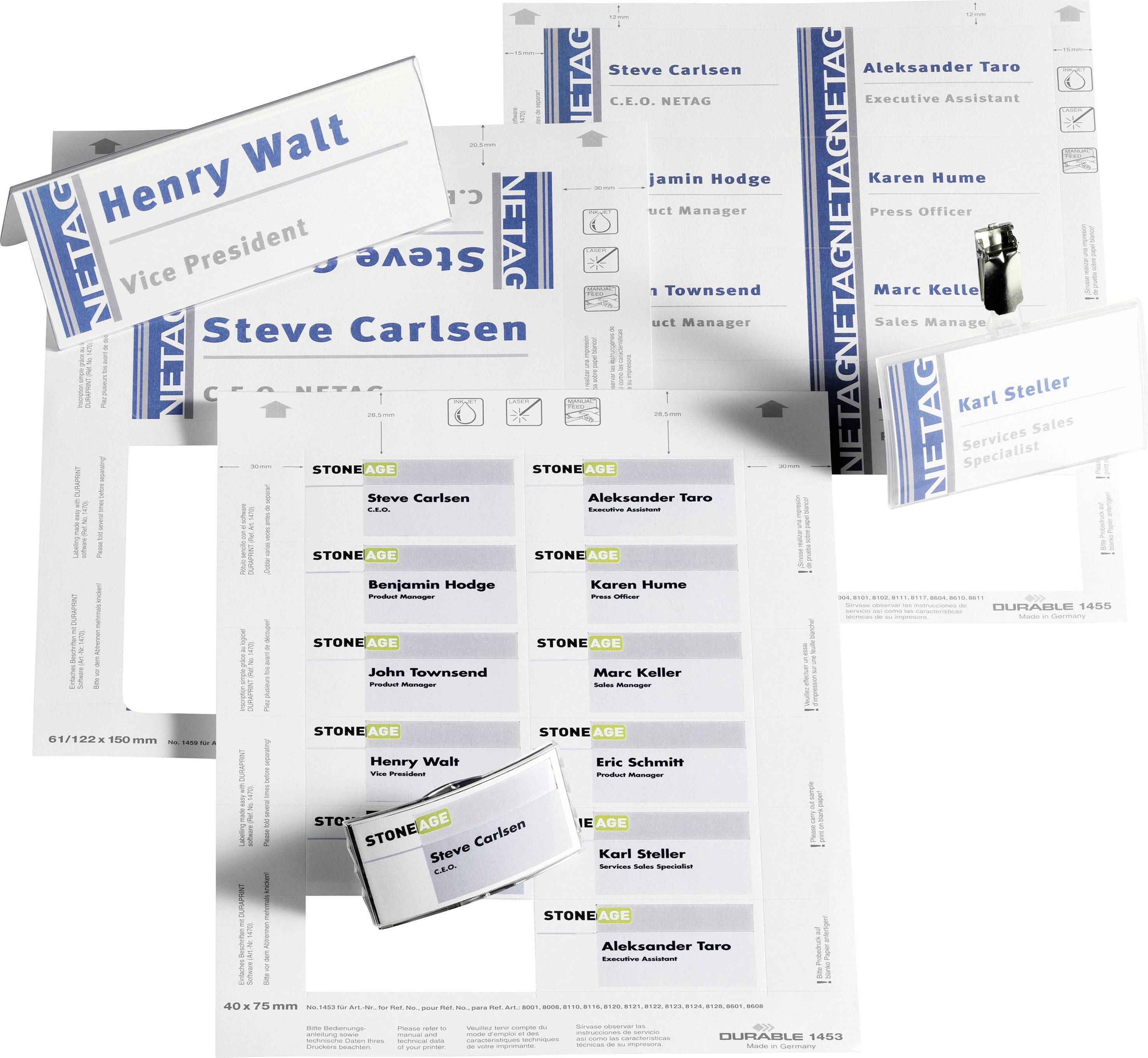 Durable 142302 Einsteckschild Namensschild 30mm x 65mm Weiß 360 St./Pack