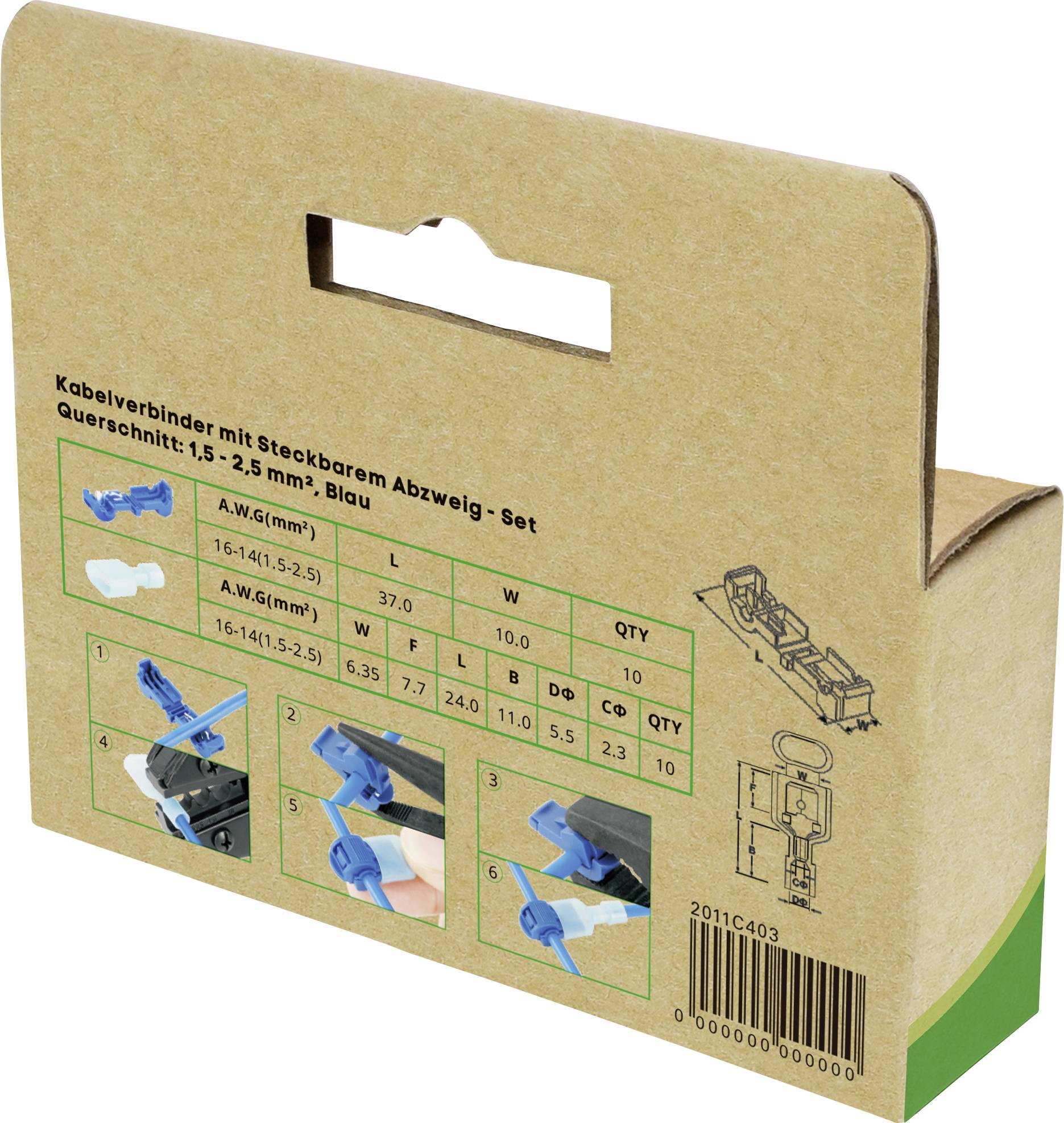 Quadrios 2011C403 2011C403 Abzweigverbinder flexibel: 1-2.5mm² starr: 1-2.5mm² Polzahl: 2 20 St. Blau