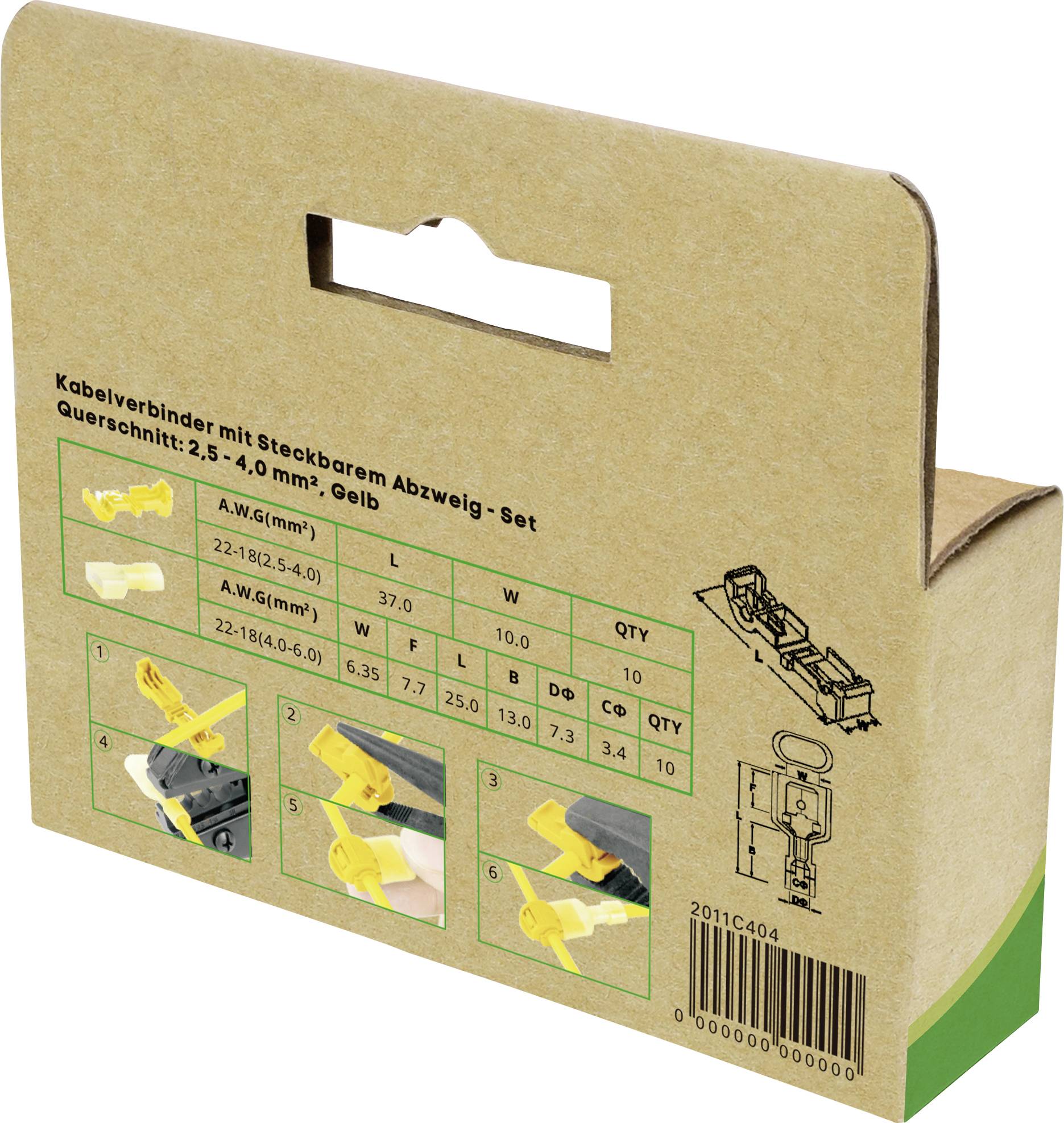 Quadrios 2011C404 2011C404 Abzweigverbinder flexibel: 4-6mm² starr: 4-6mm² Polzahl: 2 20 St. Gelb
