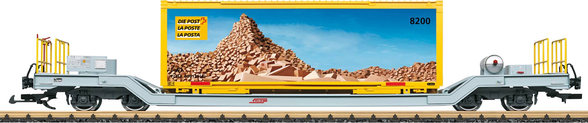 LGB 45925G Containerwagen Sb-t mit schweizer Post Container der RhB