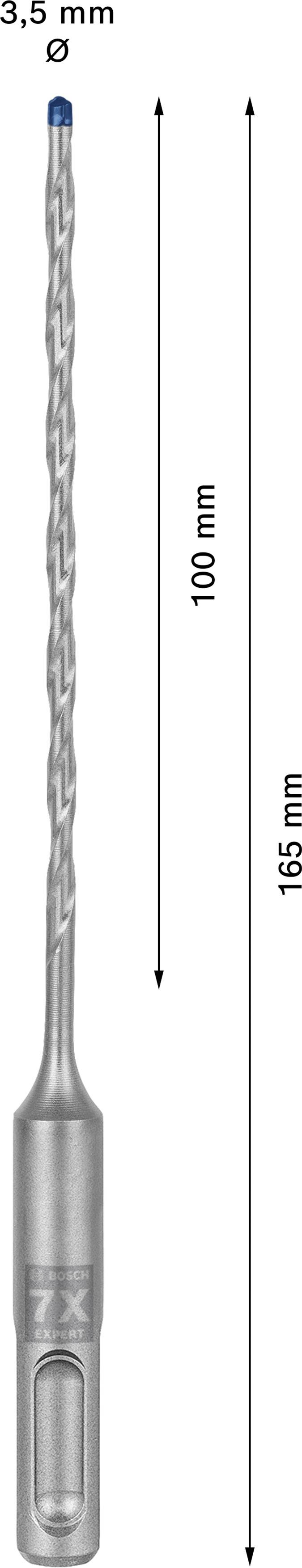 Bohrer mit blau markierter Spitze. Gesamtlänge: 165 mm, Arbeitslänge: 100 mm, Durchmesser: 6 mm. Geeignet für diverse Bohrarbeiten.