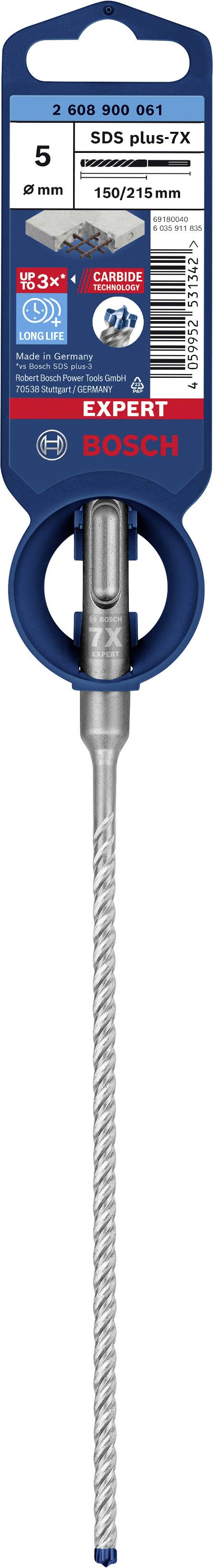 Bosch Accessories EXPERT SDS plus-7X 2608900061 Hammerbohrer 1 Stück 5.00mm Gesamtlänge 215mm SDS-Plus 1St.