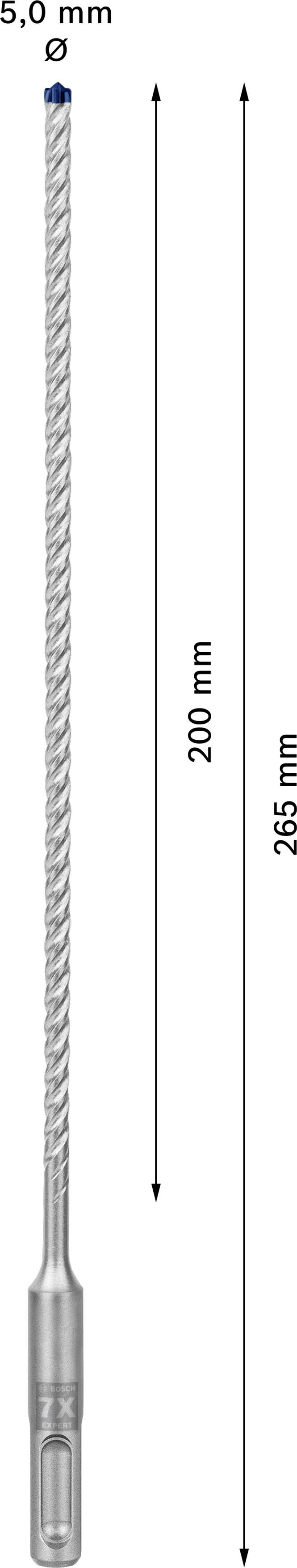 Bohrer mit 5,0 mm Durchmesser. Gesamtlänge: 265 mm. Arbeitslänge: 200 mm.