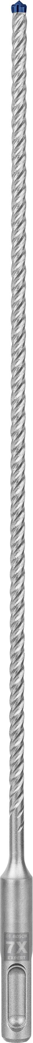 Ein langer, silberner Metallbohrer mit spiralförmigen Rillen, geeignet für den Einsatz in elektrischen Bohrmaschinen.
