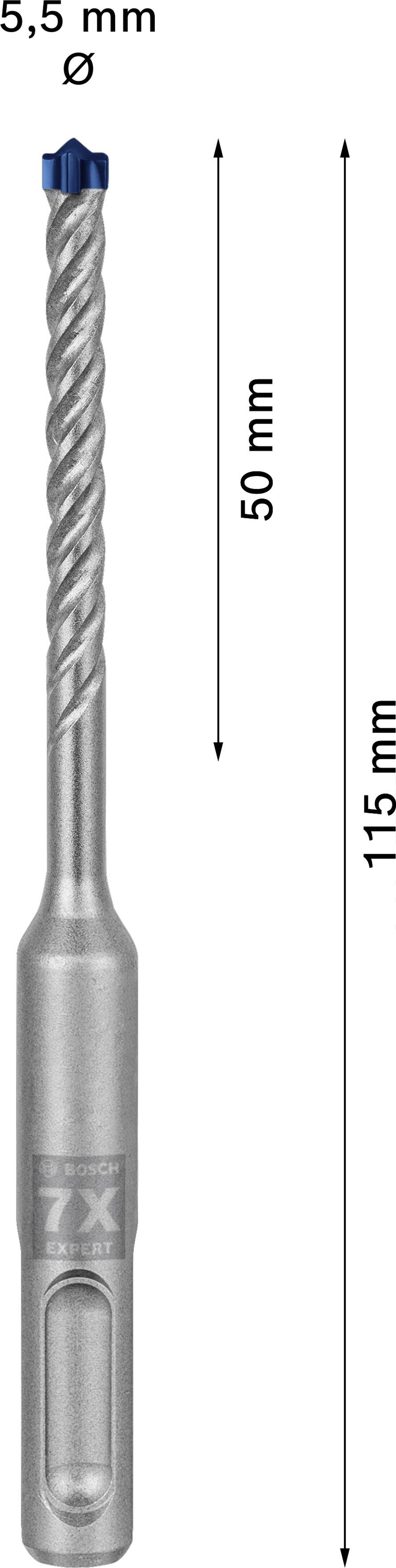 'Bohrer mit 5,5 mm Durchmesser und 115 mm Länge. Markiert mit 
