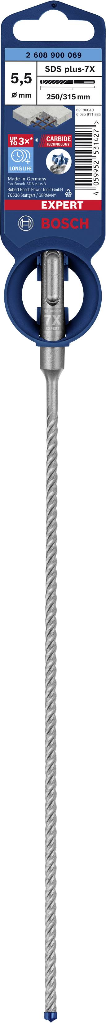 Bohrer für Beton mit SDS-Plus-Aufnahme, Durchmesser 8 mm, Länge 100 mm, Markenlabel 'Bosch', Verpackung zeigt Details.