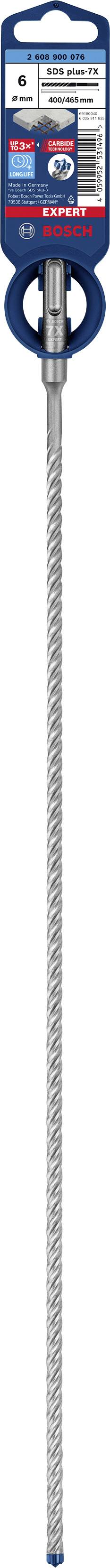 Bohraufsatz mit zylindrischer Form, optimiert für Betonbohrungen. Verpackung mit Markenname und Produktdetails an der Oberseite sichtbar.