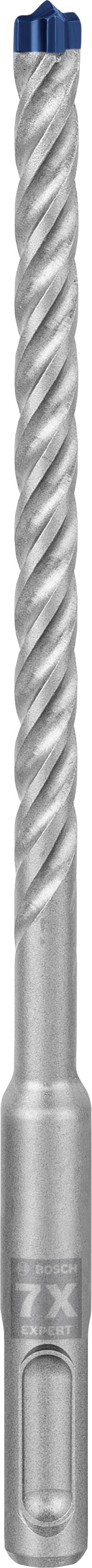 Ein silberfarbener Bohrer mit einer spiralförmigen Spitze und einem blauen Ring am oberen Ende, geeignet für präzises Bohren in harten Materialien.