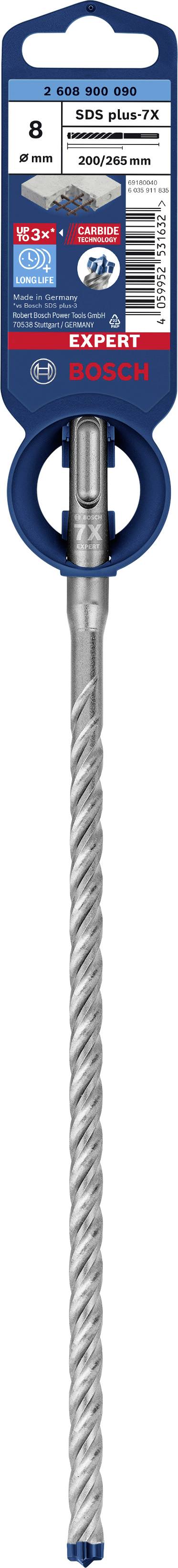 Bohrer-Verpackung mit technischen Details: 'TEC A1', Drehbohrer für Beton, 10 mm Durchmesser, 200 mm Länge, markenlogoverziert.