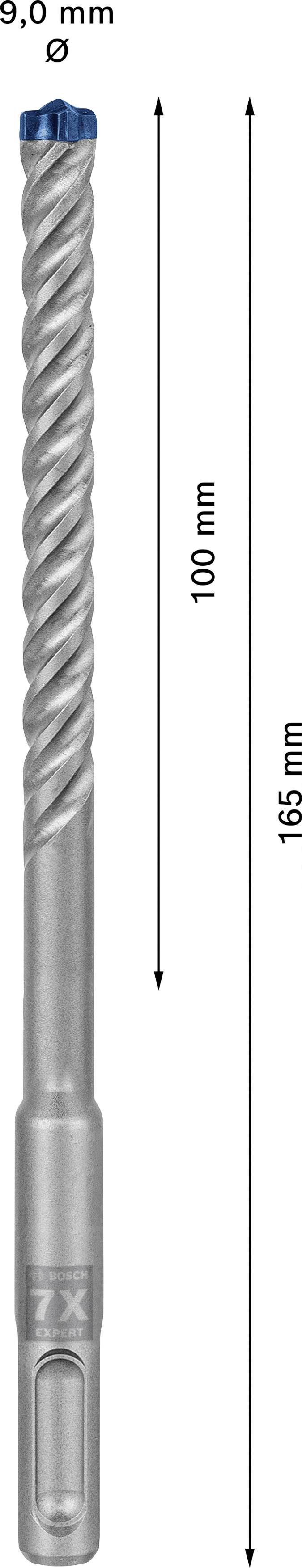 Ein Bohrer mit den Maßen: Durchmesser 5,0 mm, Gesamtlänge 165 mm, Arbeitslänge 100 mm.