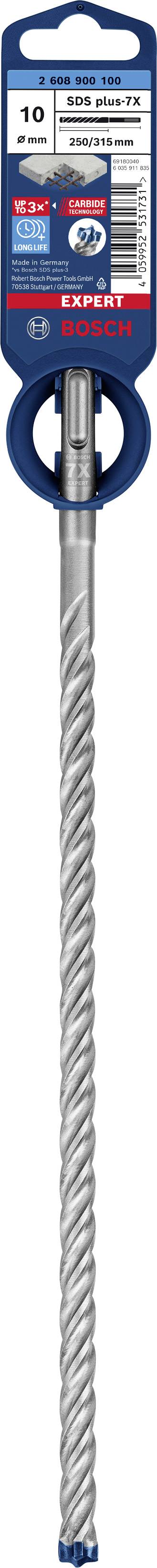 Bohrer von Bosch, Durchmesser 10mm, für Beton, Stein, Mauerwerk geeignet, aus Hartmetall mit Spiralform zur effizienten Bohrung.