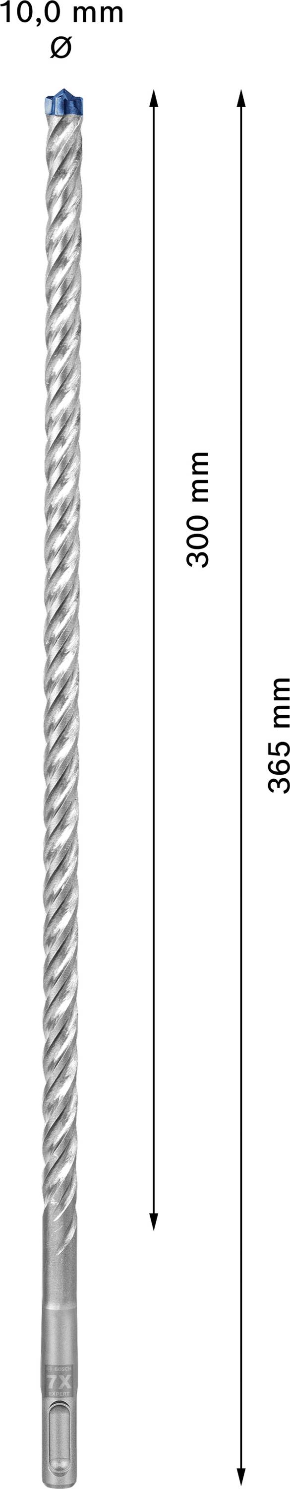 Bohrer mit 10,0 mm Durchmesser und 365 mm Gesamtlänge. Nutzbare Länge beträgt 300 mm.