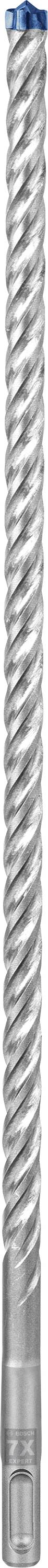 Ein metallener Bohrer mit spiralförmigen Rillen und blauem Kopf. Geeignet für das Bohren in harte Materialien.