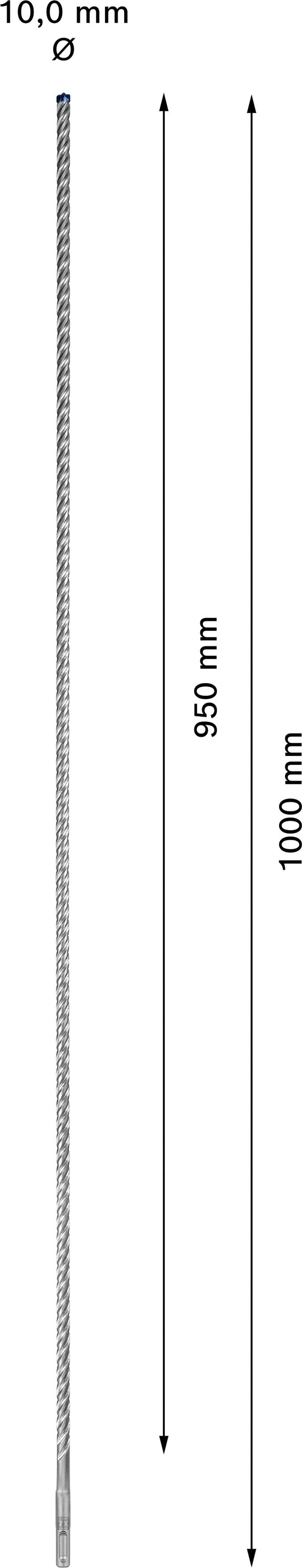 Stahlstab mit 10,0 mm Durchmesser, Länge 1000 mm, effektive Länge 964 mm.