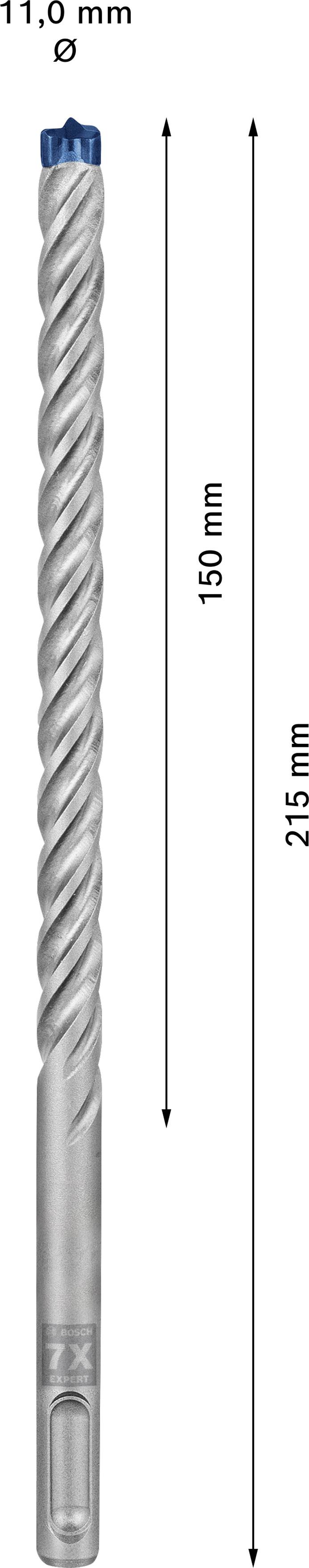 Langbohrer mit einer Gesamtlänge von 245 mm und einem Durchmesser von 11 mm. Bohrerlänge ist 150 mm.