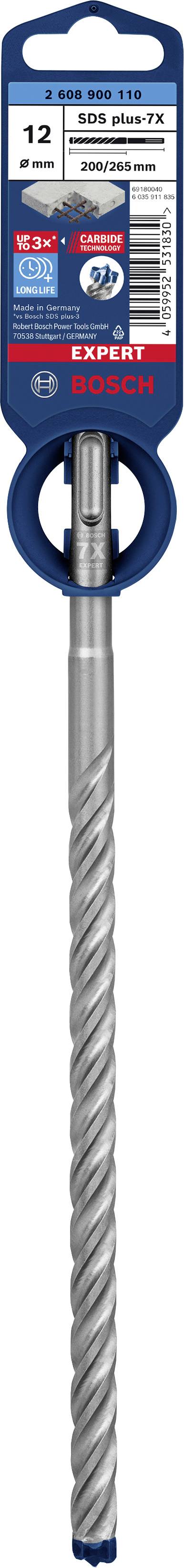 Bosch Accessories EXPERT SDS plus-7X 2608900110 Hammerbohrer 1 Stück 12.00 mm Gesamtlänge 265 mm SDS-Plus 1 St.