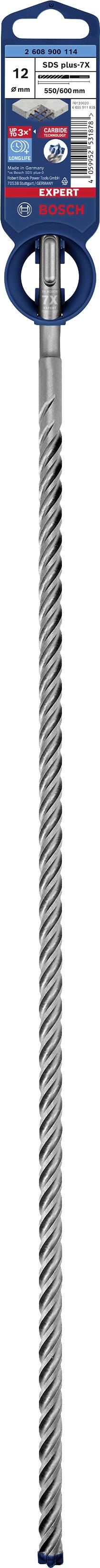 Bosch Accessories EXPERT SDS plus-7X 2608900114 Hammerbohrer 1 Stück 12.00mm Gesamtlänge 600mm SDS-Plus 1St.