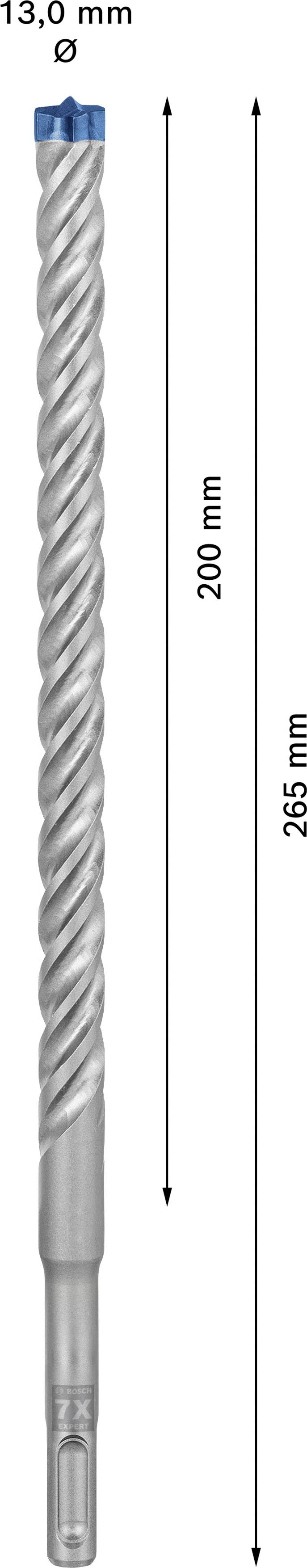 Bohrer mit einer Länge von 265 mm und einem Durchmesser von 13,0 mm. Verwenden für tiefes Bohren mit präziser Führung.