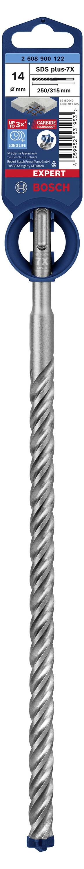 'Bosch Professional SDS-plus Hammerbohrer-7' mit Spiralmuster zur effektiven Betondurchdringung, Durchmesser 14 mm, Länge 1000 mm.