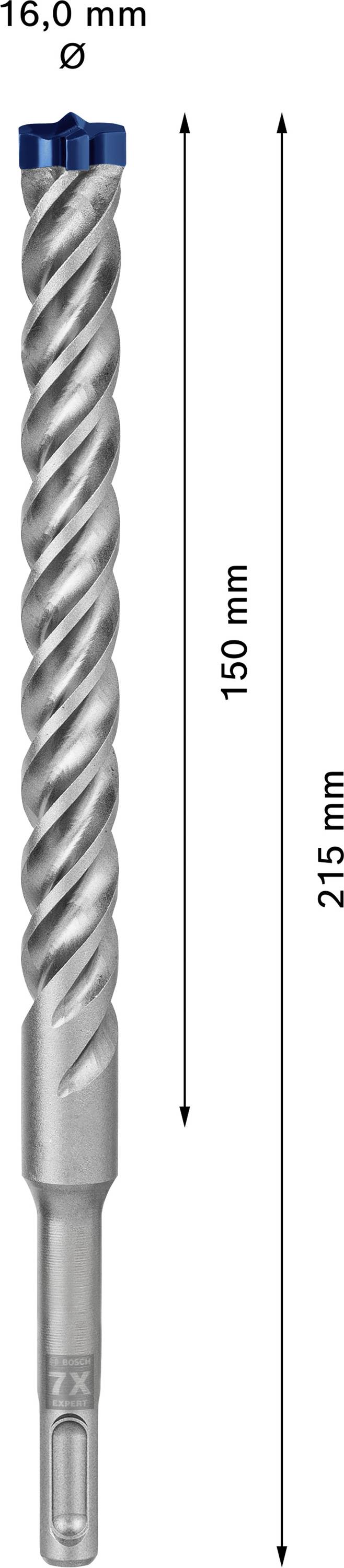 Bohrer mit 16,0 mm Durchmesser, Gesamtlänge 215 mm, Arbeitsteil 150 mm. Spiralform für effektives Bohren.