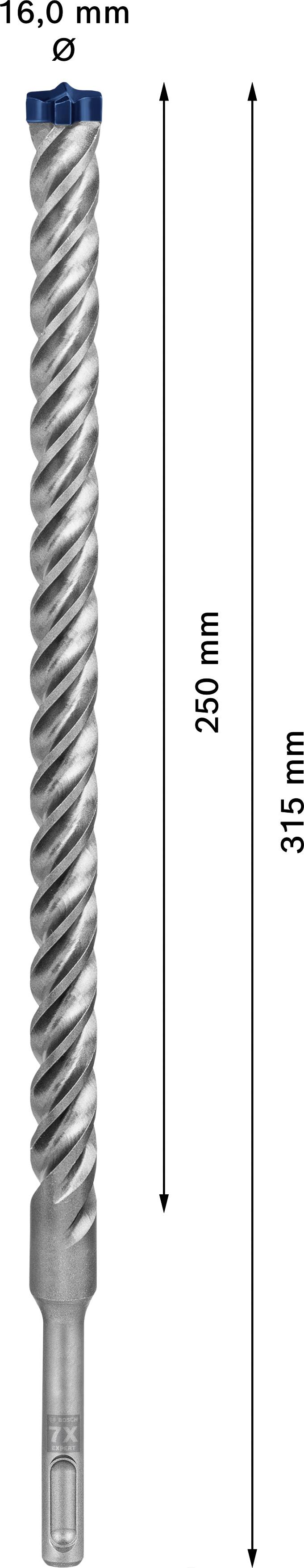 Bohrer mit Spiralstruktur, Durchmesser 16,0 mm, Länge 315 mm, Arbeitslänge 250 mm.