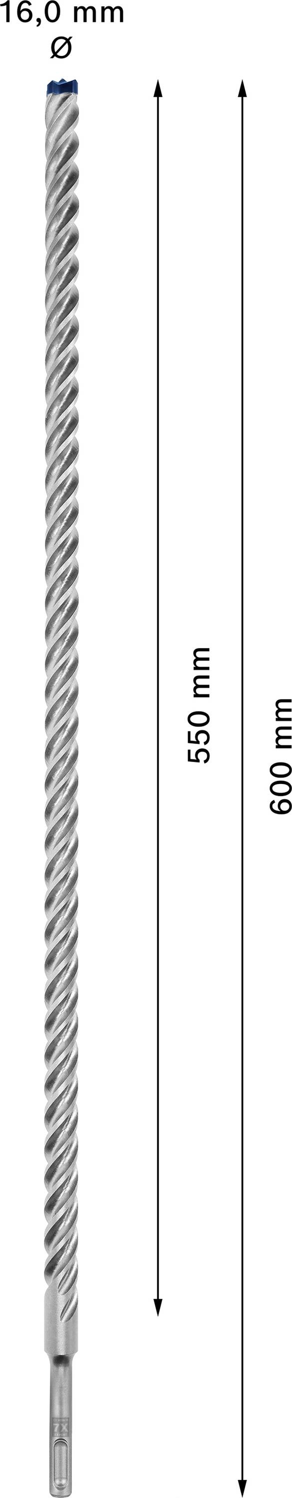 Bohrer mit einem Durchmesser von 16,0 mm, Gesamtlänge 600 mm und Arbeitslänge 550 mm.