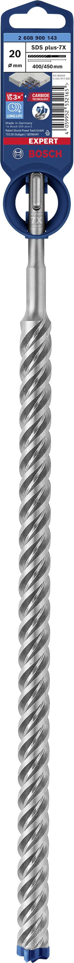 'Bosch SDS-plus-5X Betonbohrer', 12 x 200 mm, zeigt die Spiralform für effizientes Bohren in Beton und Mauerwerk.