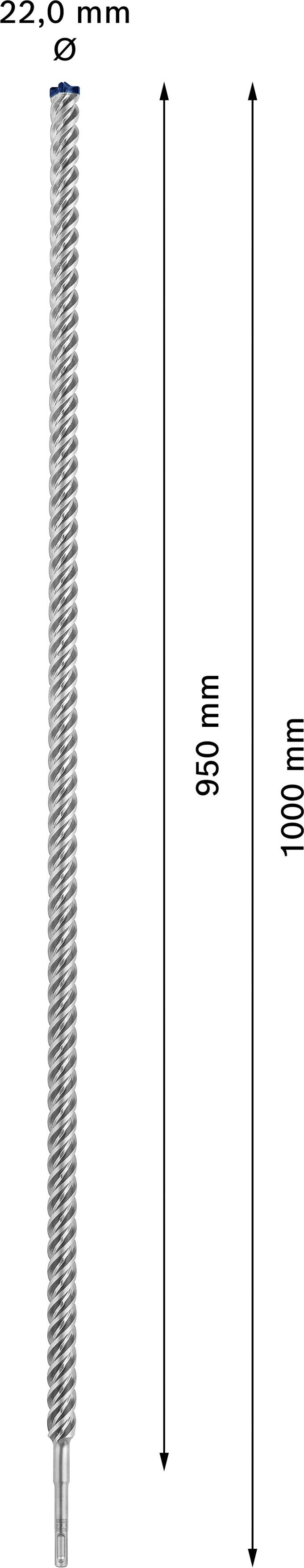Länglicher Metallstab mit 22,0 mm Durchmesser und 1000 mm Länge. Hauptteil ist 950 mm lang. Wegen Riffelung geeignet zur Verankerung.