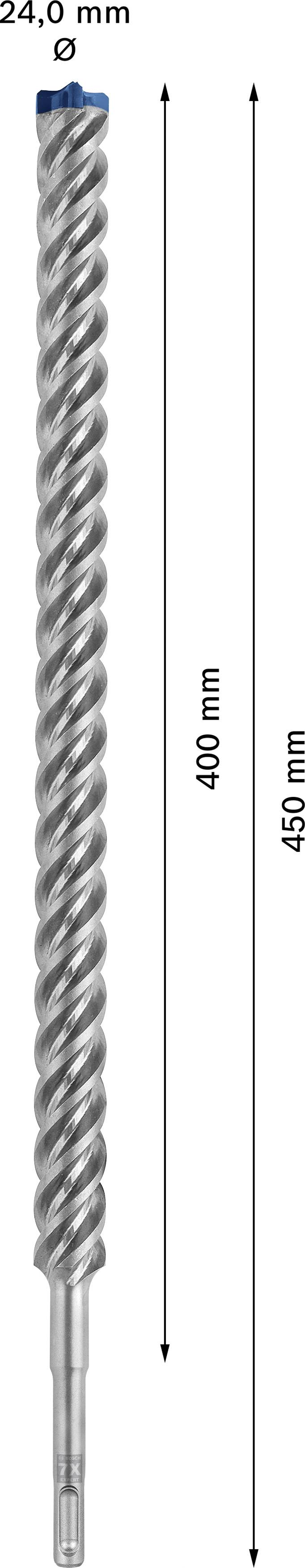 Bohrer mit 24 mm Durchmesser, Länge 450 mm, nutzbare Länge 400 mm.