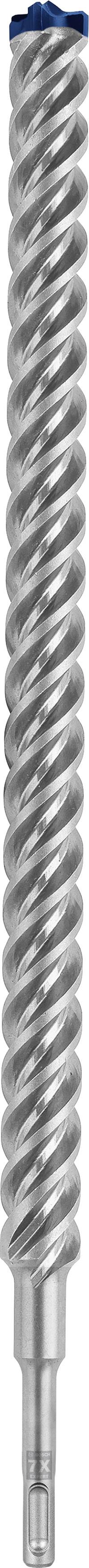 Metallschneidwerkzeug mit spiralförmigen Schneidzähnen, geeignet für Bohr- oder Fräsarbeiten. Silberfarben mit blauer Spitze.