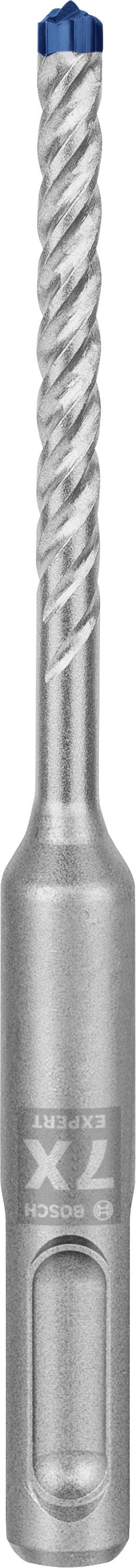 Langer zylindrischer Bohrer mit spiralförmigen Rillen und einer blauen Spitze; geeignet für präzises Bohren in harten Materialien.