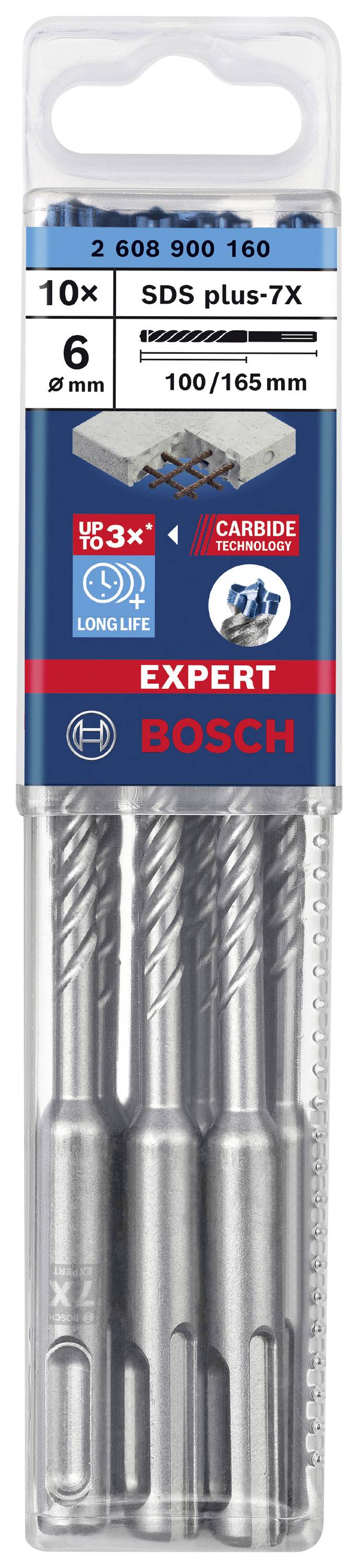 Bosch Accessories EXPERT SDS plus-7X 2608900160 Hammerbohrer 10teilig 6.00mm Gesamtlänge 165mm SDS-Plus 10St.
