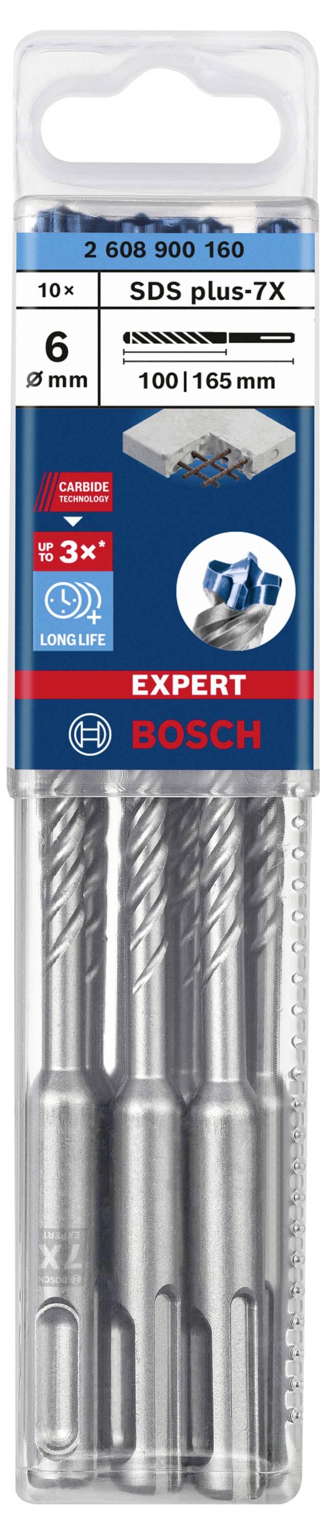 Bosch Accessories EXPERT SDS plus-7X 2608900160 Hammerbohrer 10teilig 6.00mm Gesamtlänge 165mm SDS-Plus 10St.