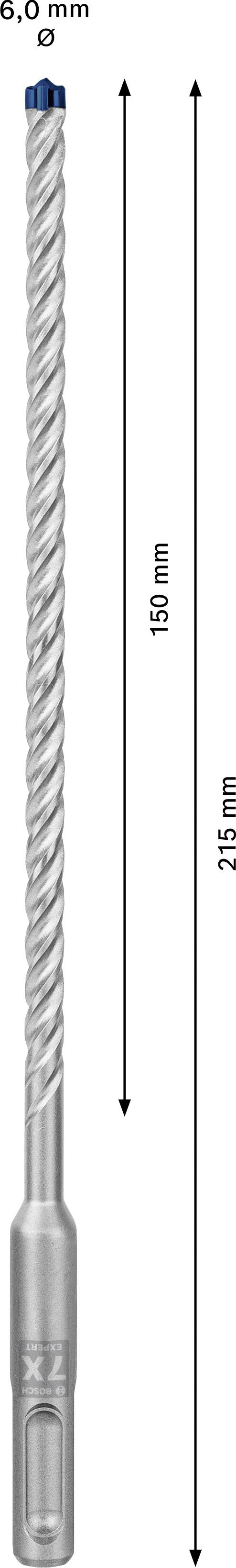 Bohrer mit 6 mm Durchmesser, 150 mm Schneidelänge und 210 mm Gesamtlänge. Geeignet für präzise Bohrarbeiten in harten Materialien.